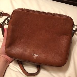 Fossil brown leather crossbody